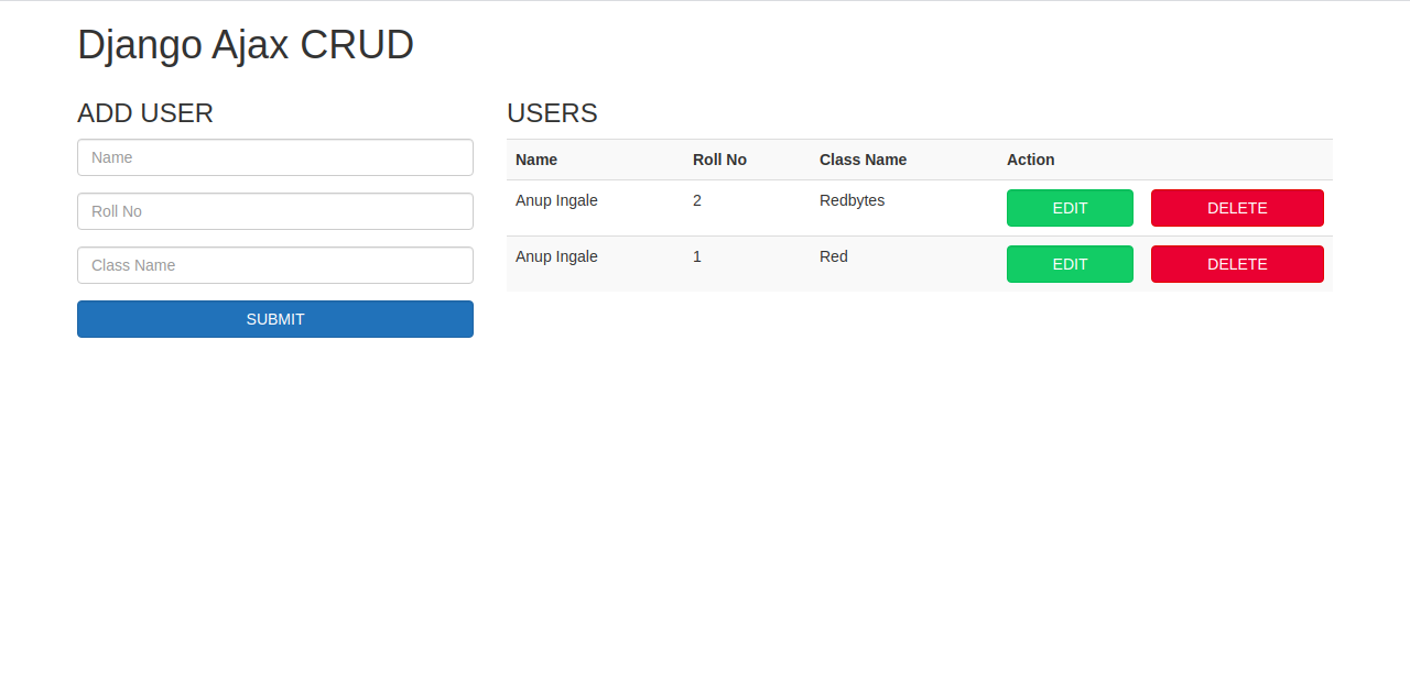 Django Ajax CRUD